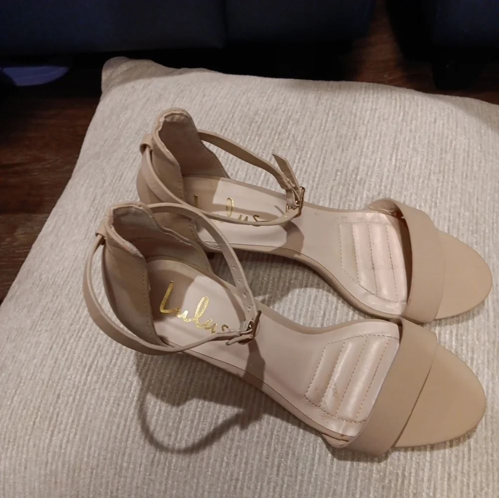 Lulus Elegant Beige Ankle Strap Heels Size 8